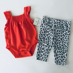 Baby Girl Red Bodysuit & Pant Set Outfit